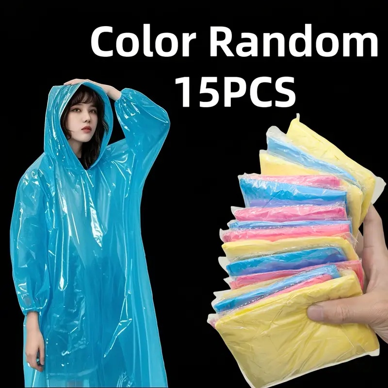 Emergency Poncho Rain - 15/30 قطعة من معاطف المطر الشفافة